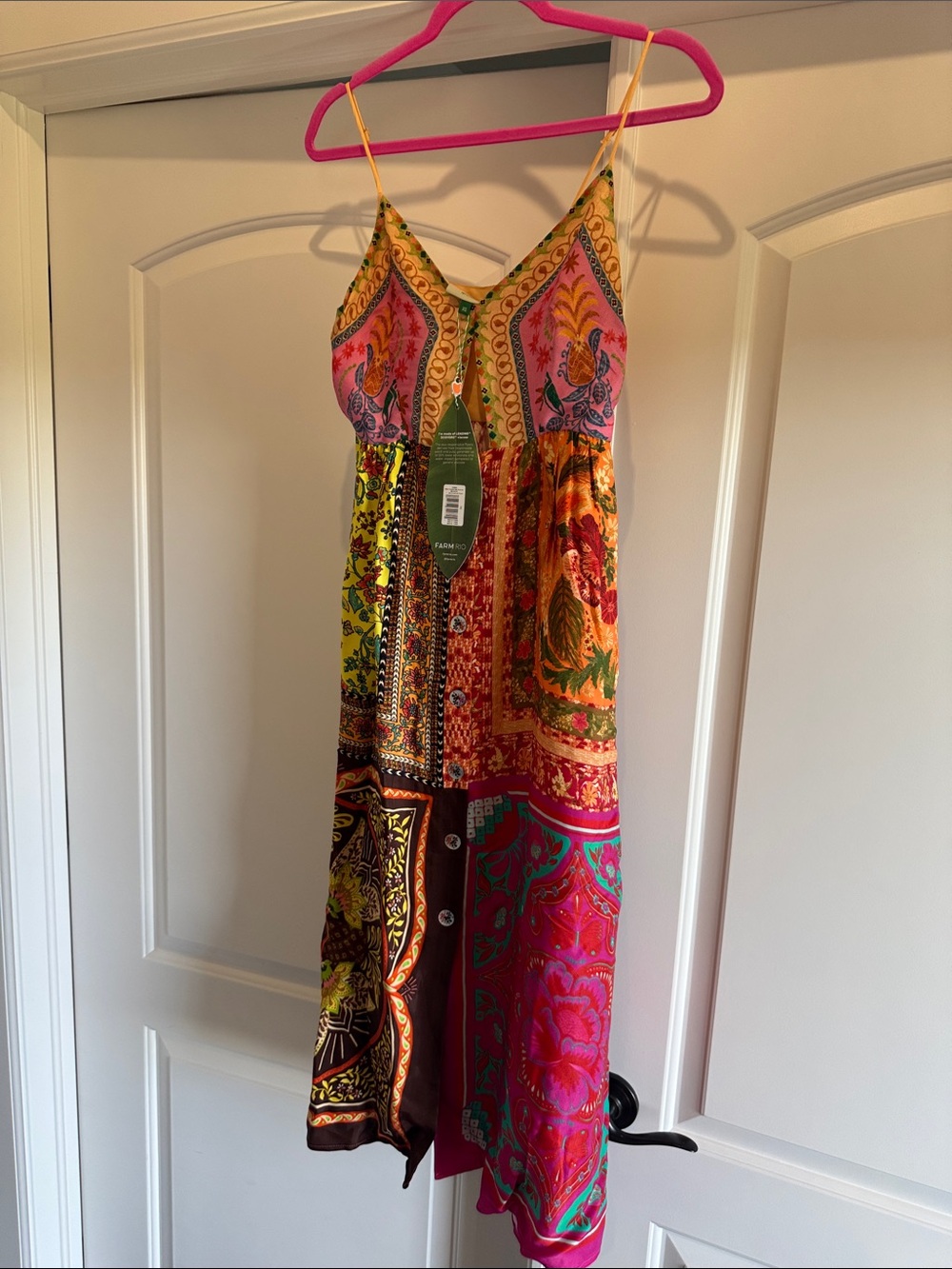 NWT FARM RIO Mixed Scarves Midi Dress
